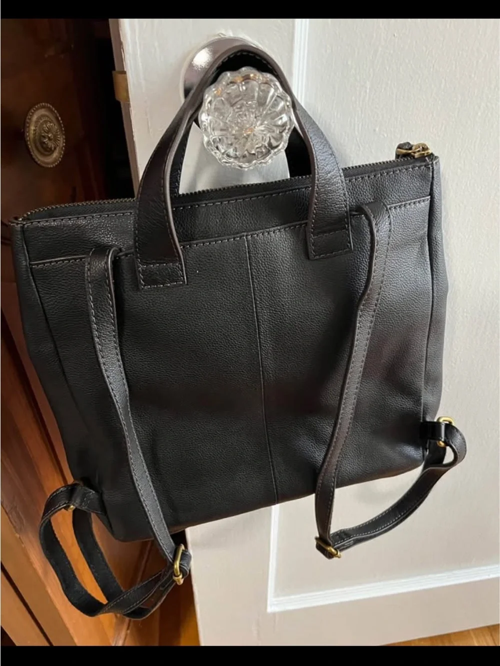 Fossil Black Leather Hunter Backpack NWOT